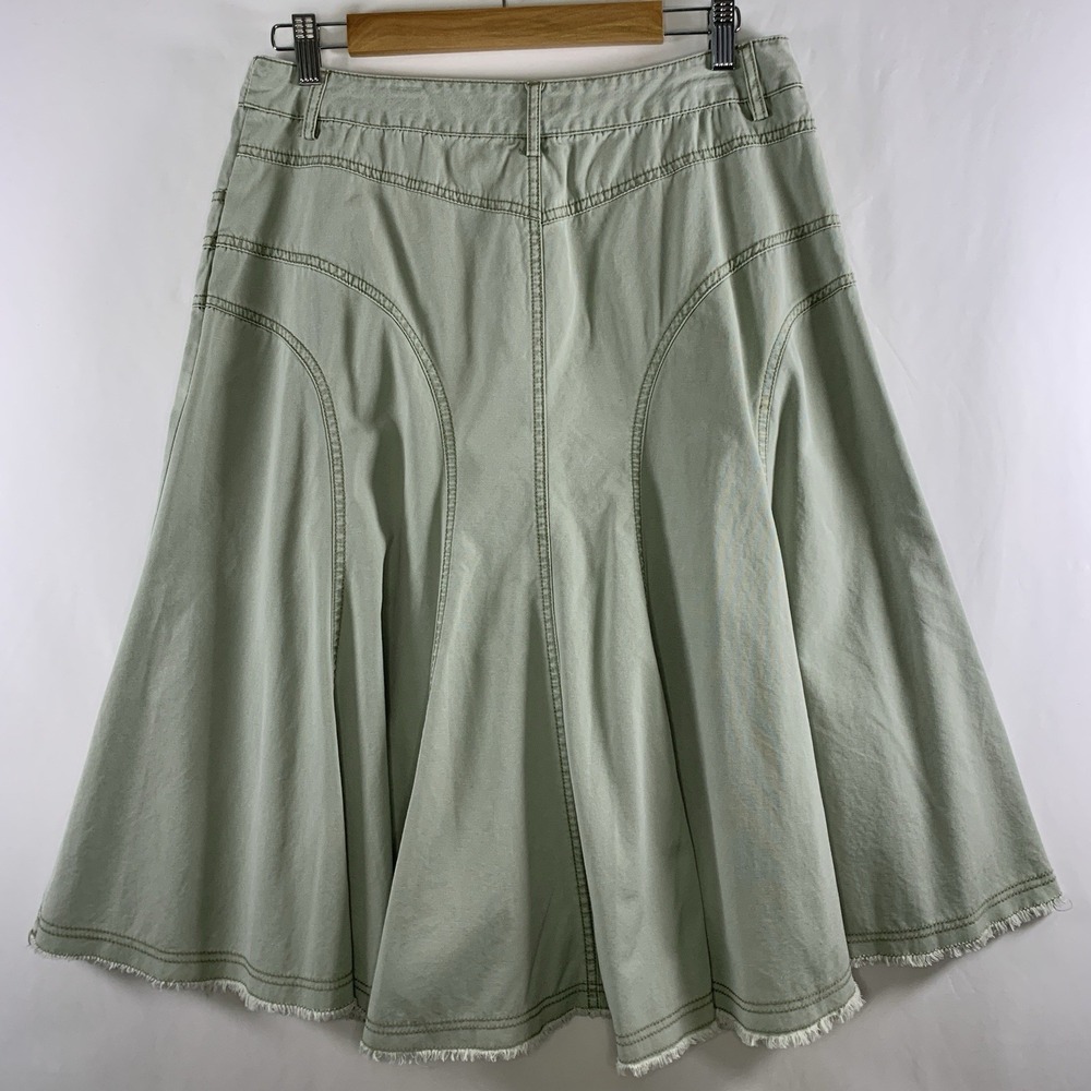 VTG Y2K Romantic Cowgirl Midi Skirt Sz 12 Sage Green Country Festival Paneled - Picture 3 of 10